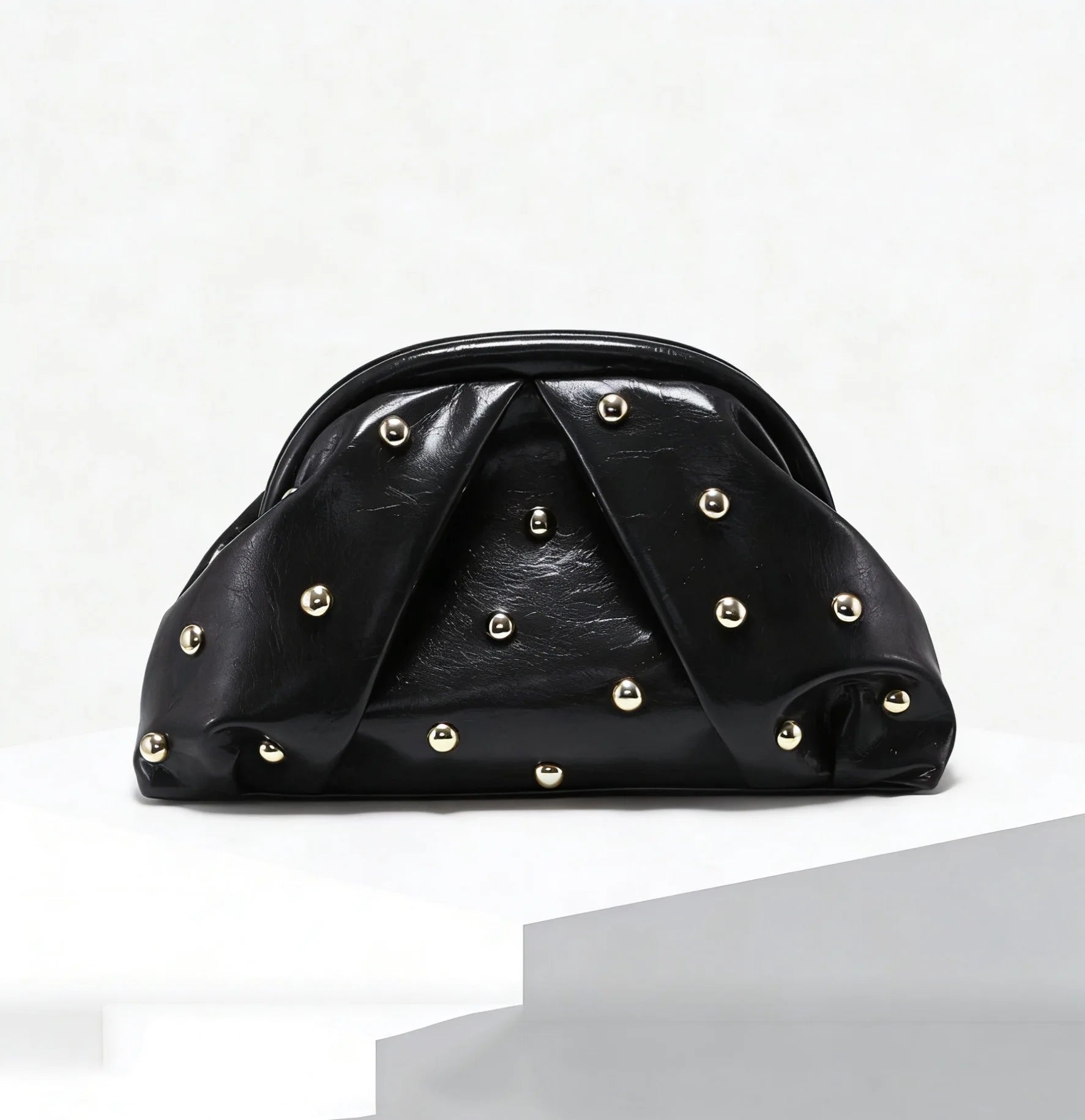 Riveted Pleated Clutch Bag