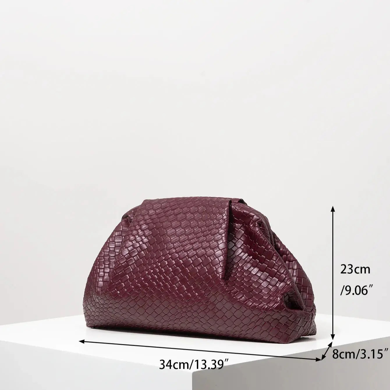 Woven Faux-Leather Clutch Bag