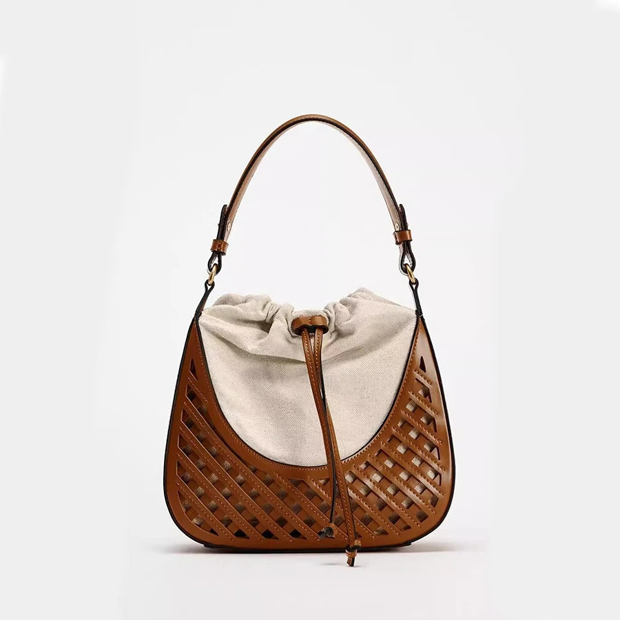 Woven Bucket Shoulder Bag