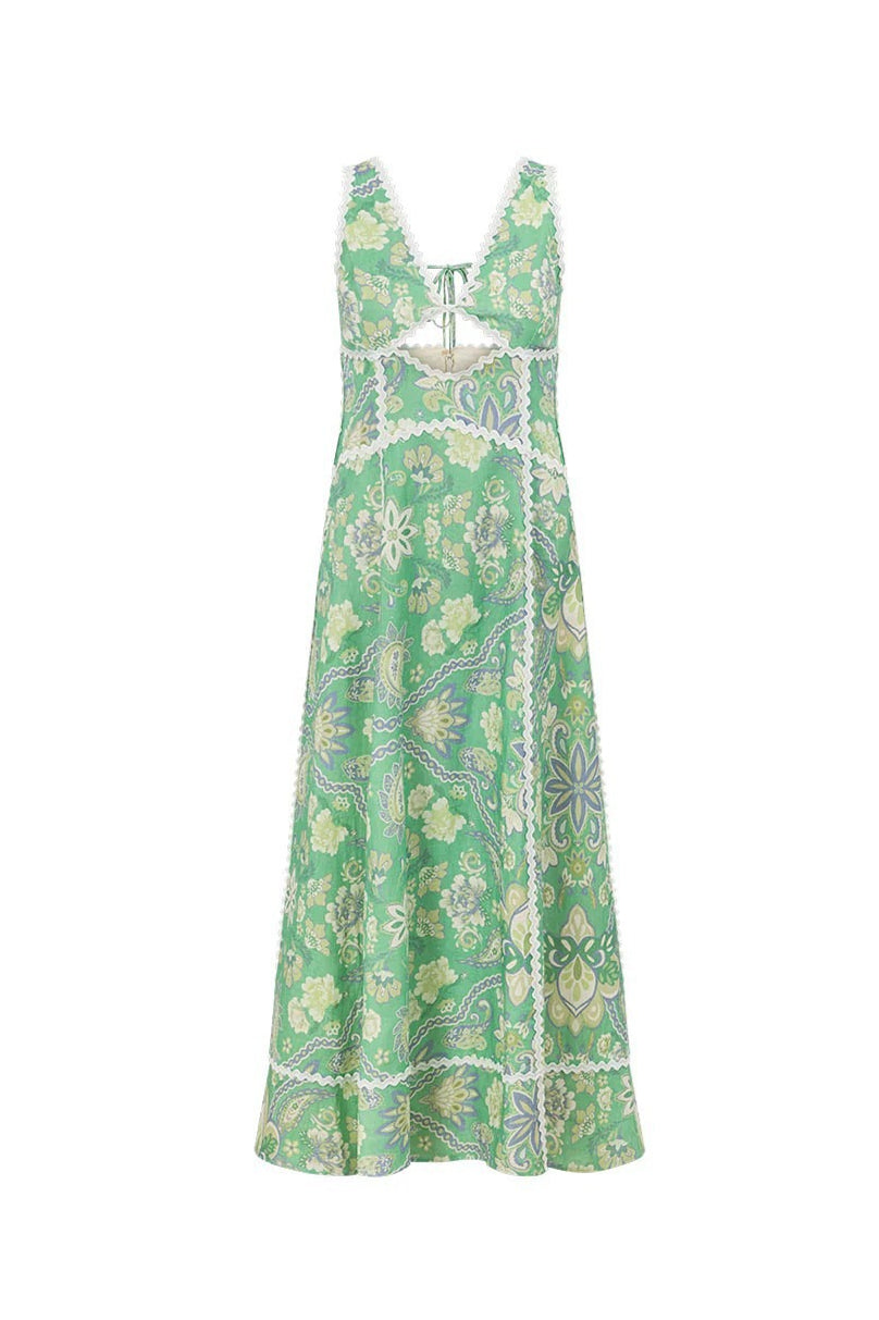 Floral Lace-Splice Boho Dress