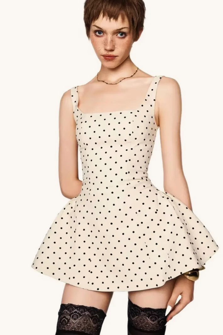 Polka Dot Square-Neck Cami Mini Dress