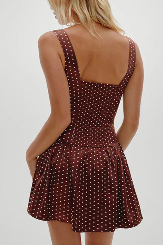 Polka Dot Lace-Trim Cami Mini Dress