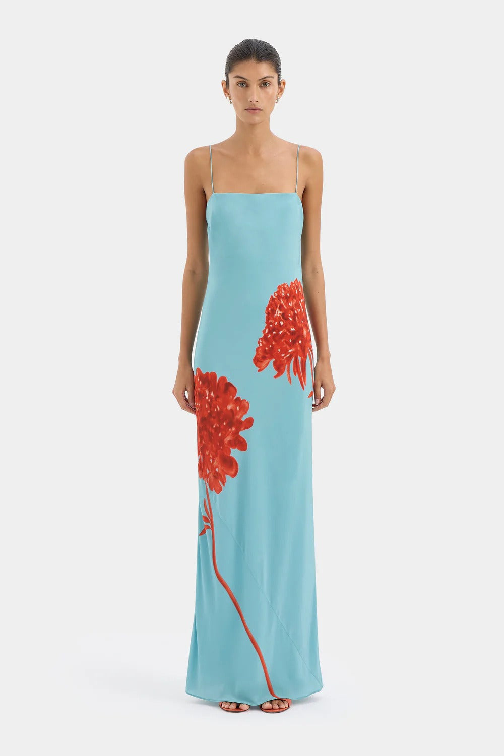 Floral Cami Tie-Waist Bodycon Midi Dress