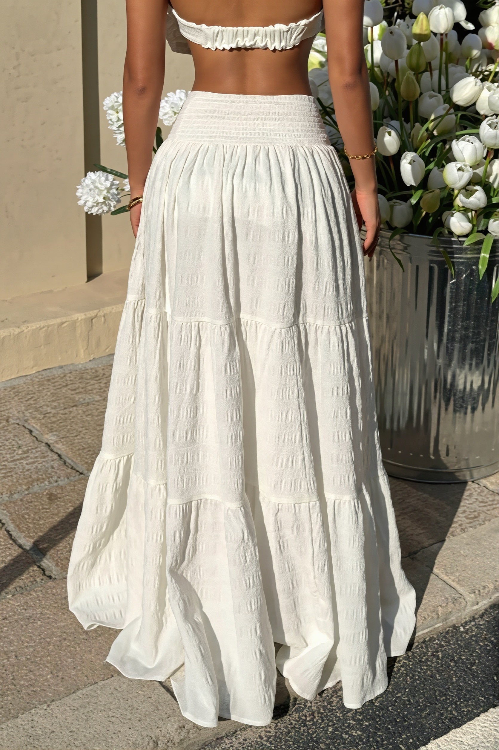 High-Rise Layered Flowy Skirt