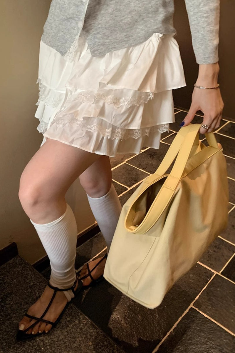 Tiered-Ruffle High-Waist Mini Skirt