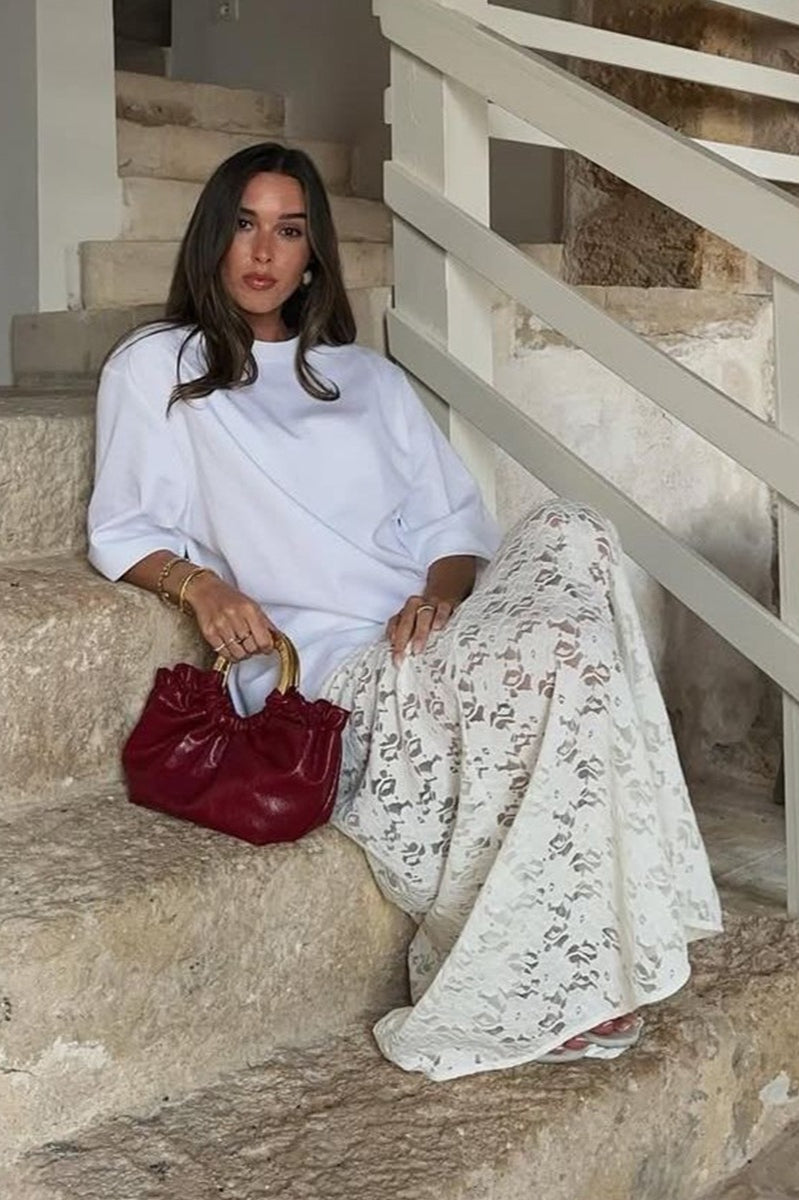 Lace Jacquard Sheer Low-Waist Maxi Skirt