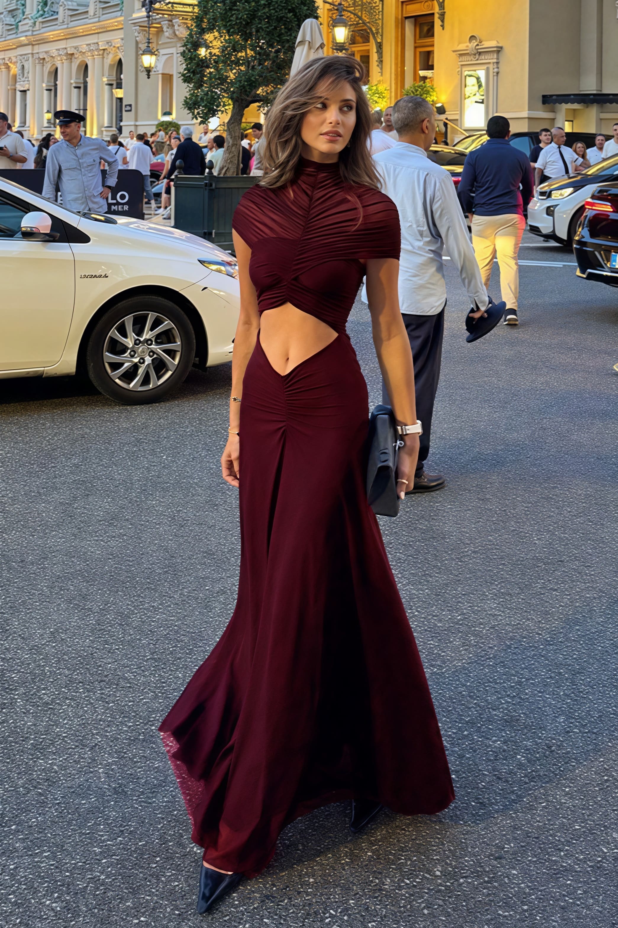 Open-Back Cutout Flared Maxi Dress