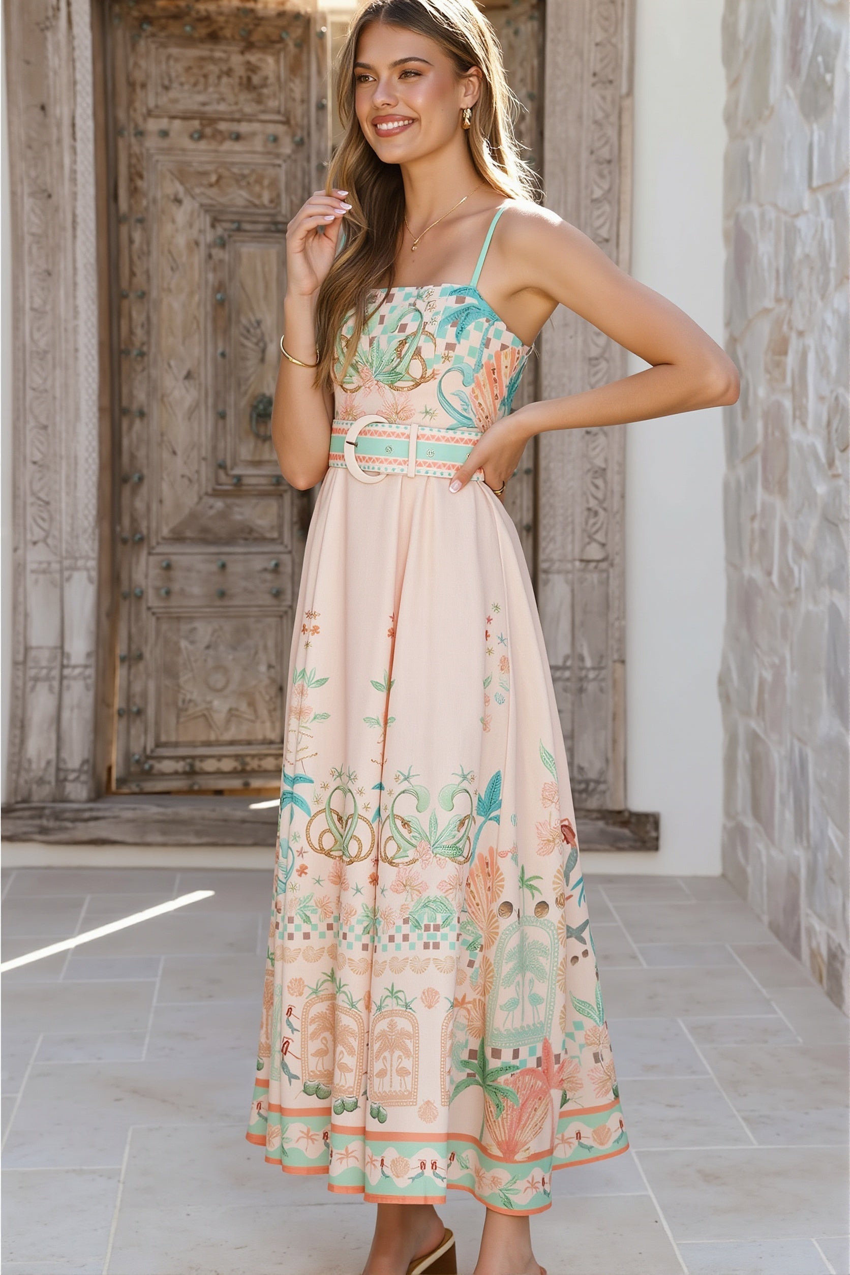Floral Linen Swing Boho Dress