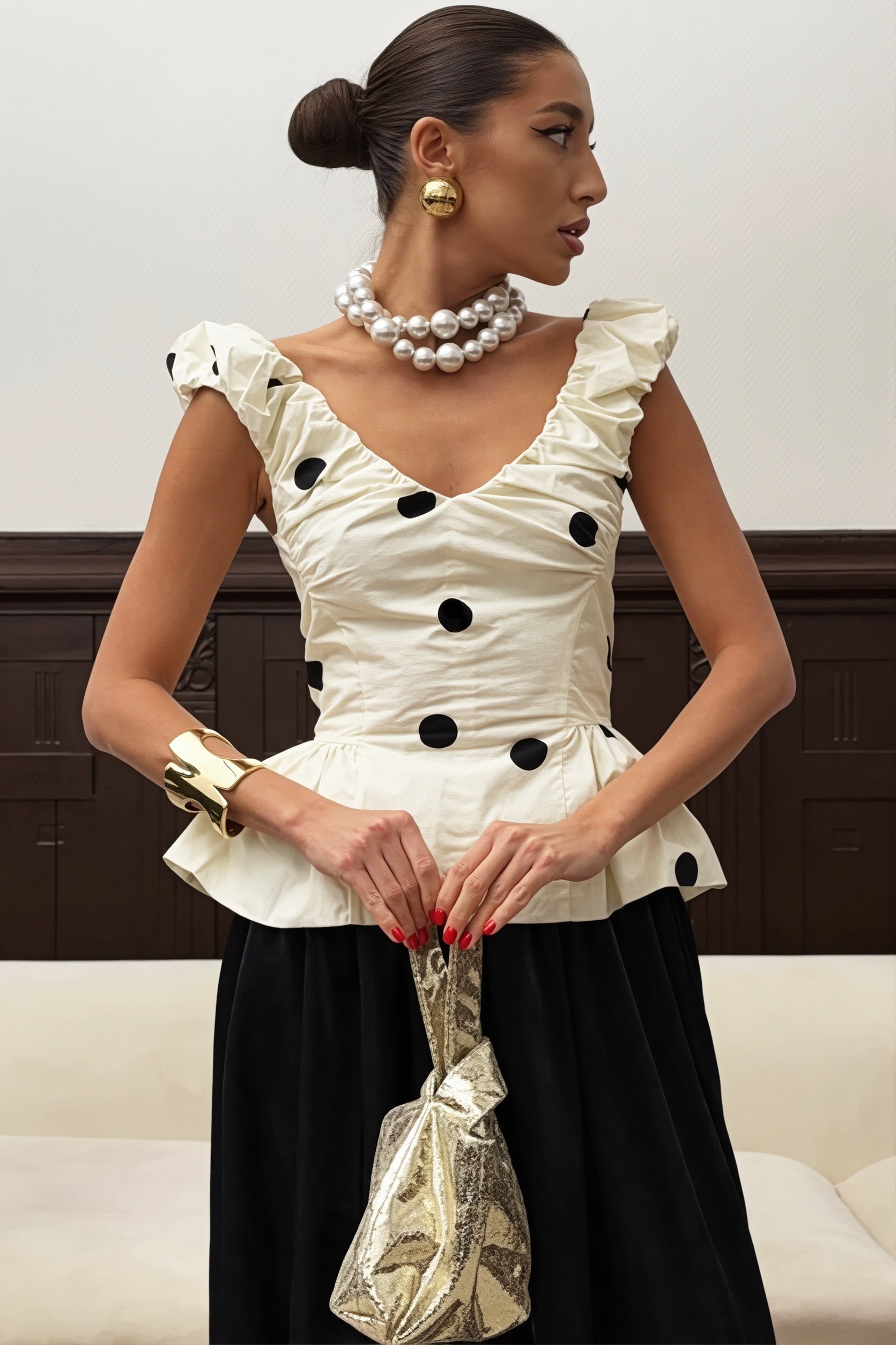 Ruffled Polka Dot Blouse