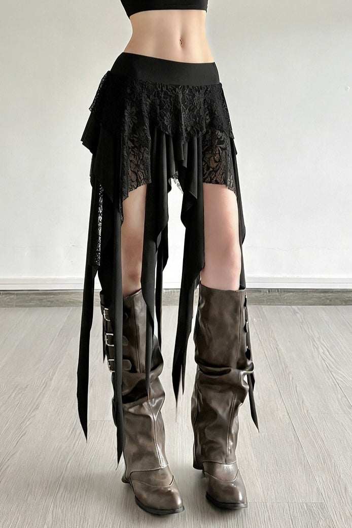 Color-Block Drape Asymmetric Skirt
