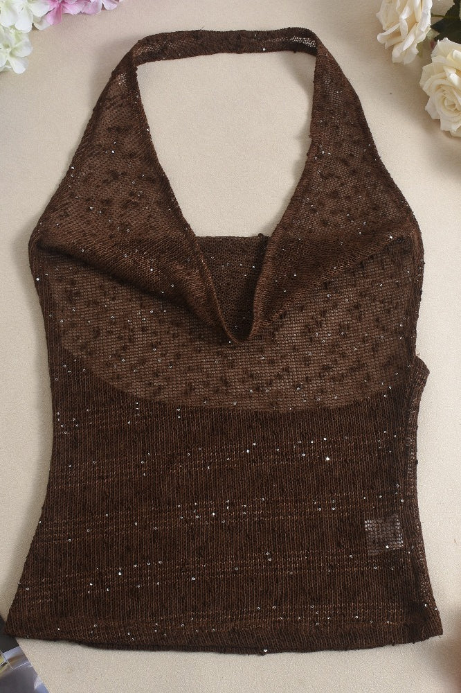 Glitter Draped Halter Top