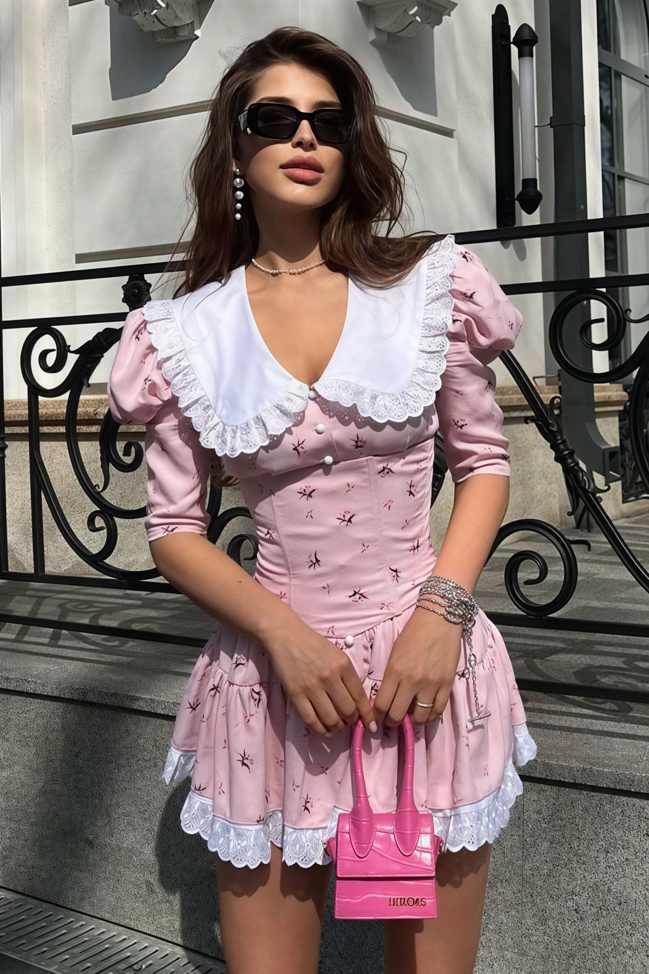 Floral Peter-Pan Collar Mini Dress