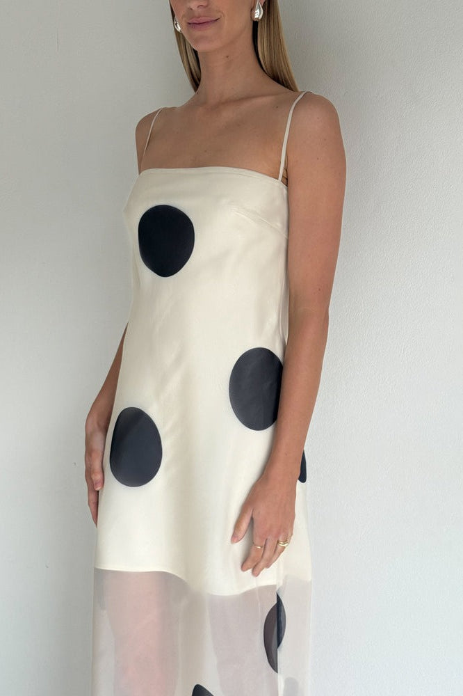 Polka Dot Cami Bodycon Maxi Dress