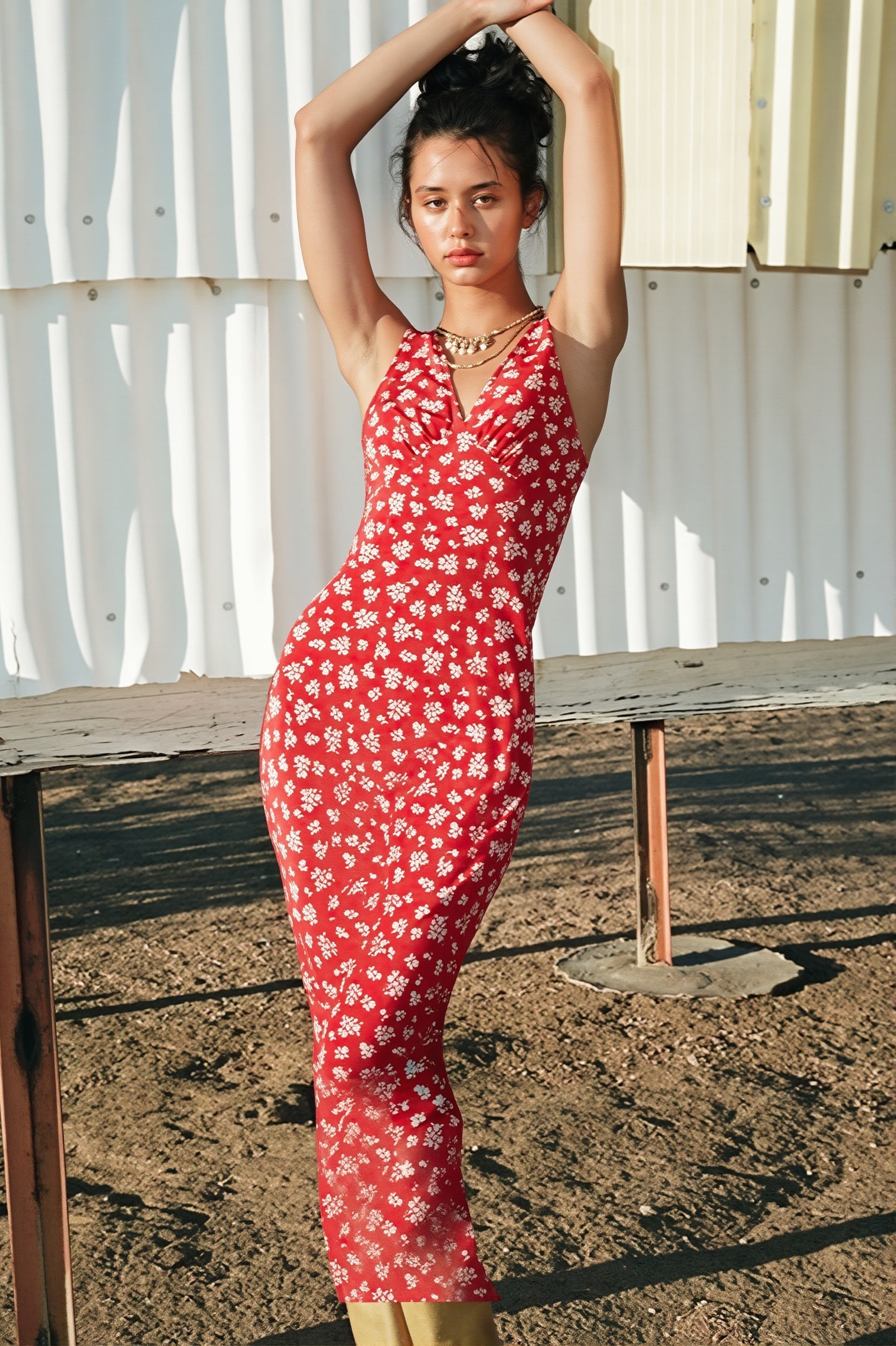 Floral Deep-V Vacation Maxi Dress