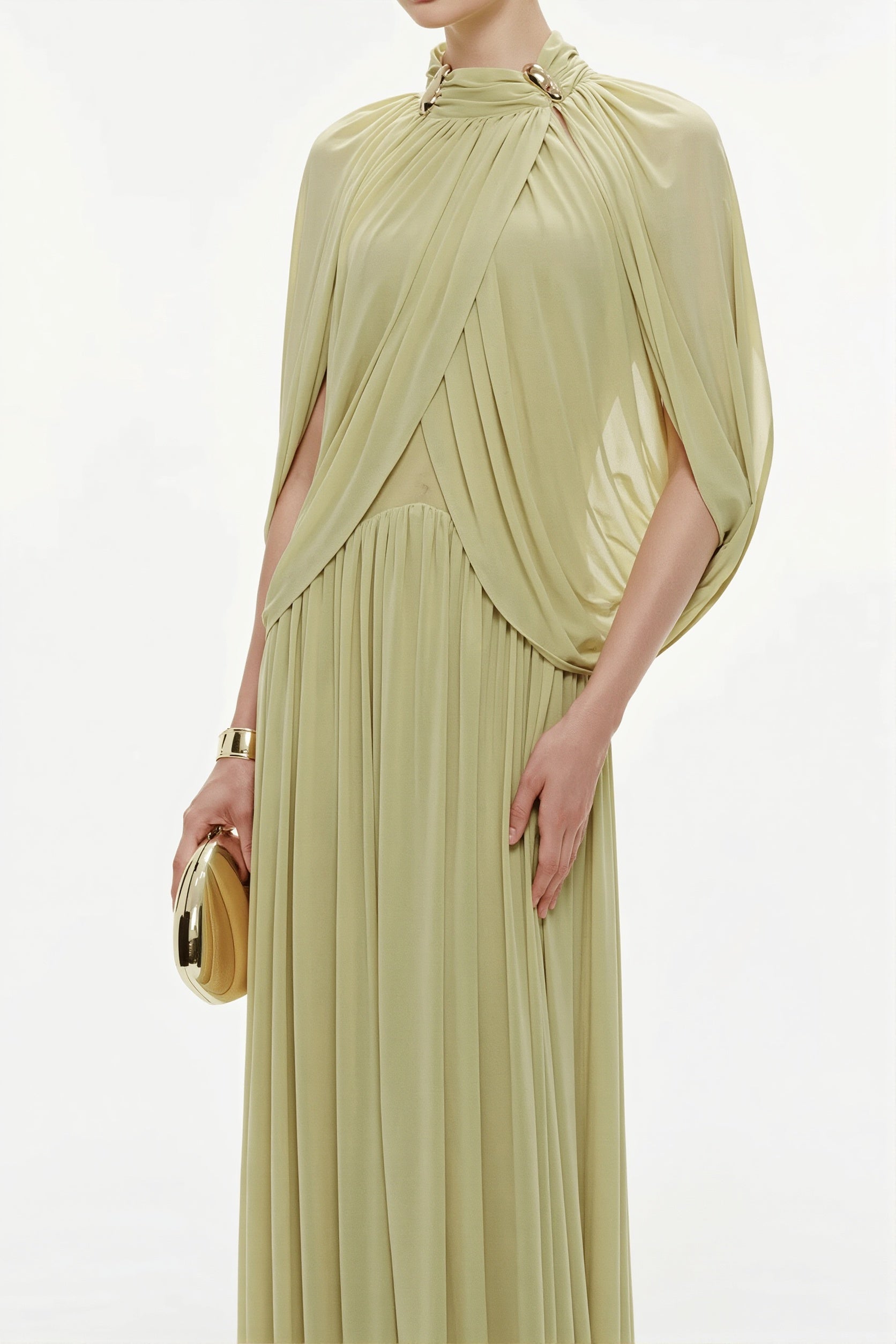 Cross-Front Ruffle Maxi Dress