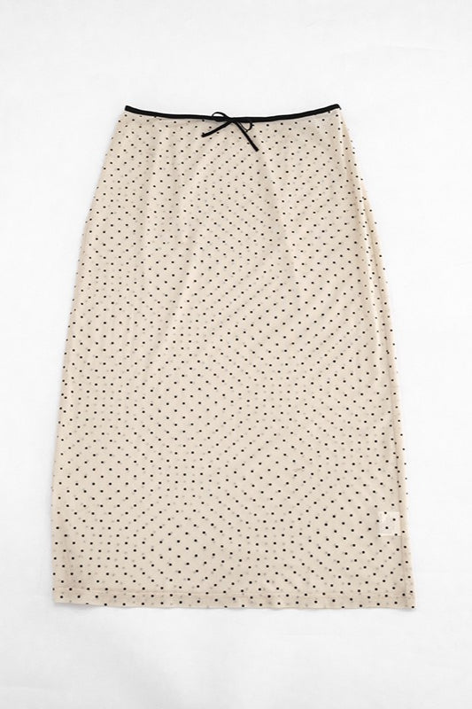 Polka Dot Mesh High-Waist Skirt