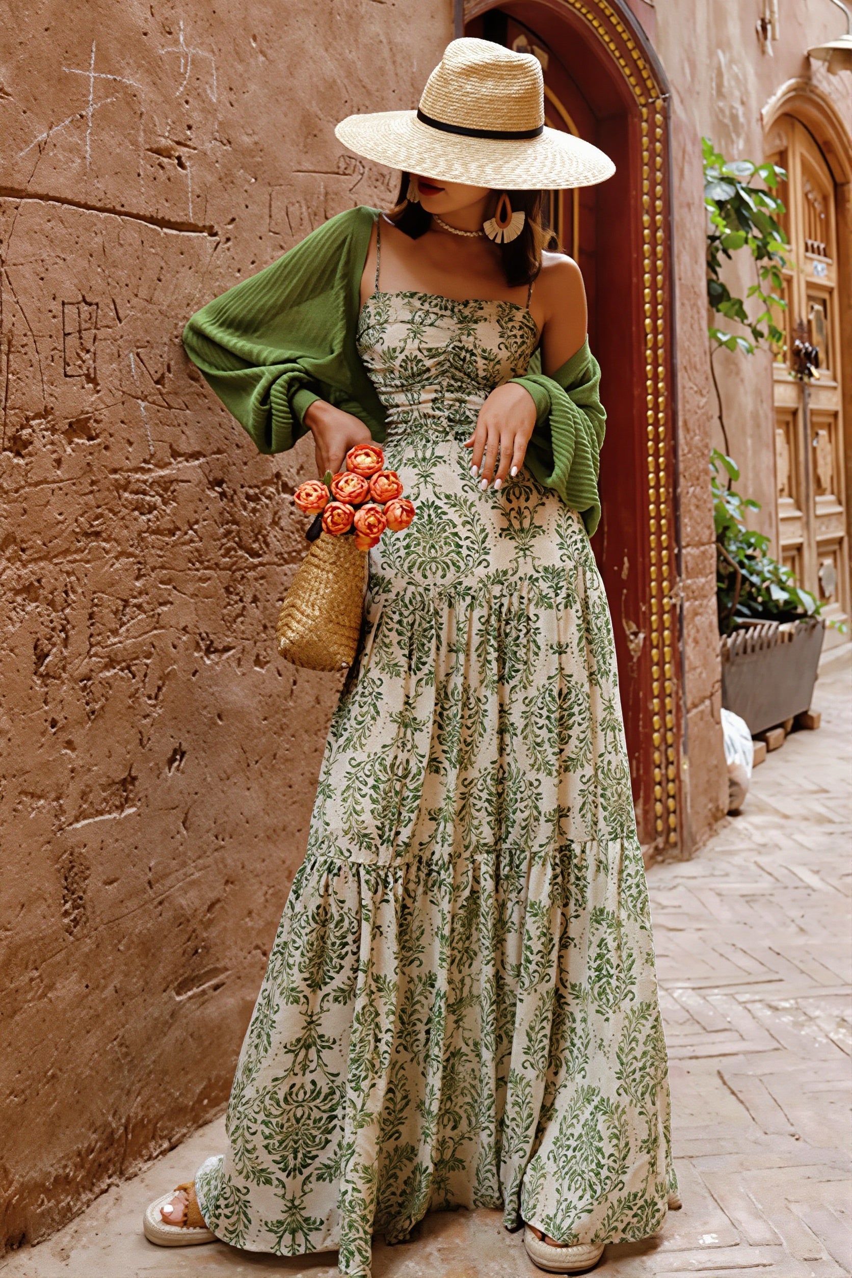 Boho Printed Cami Vacation Maxi Dress
