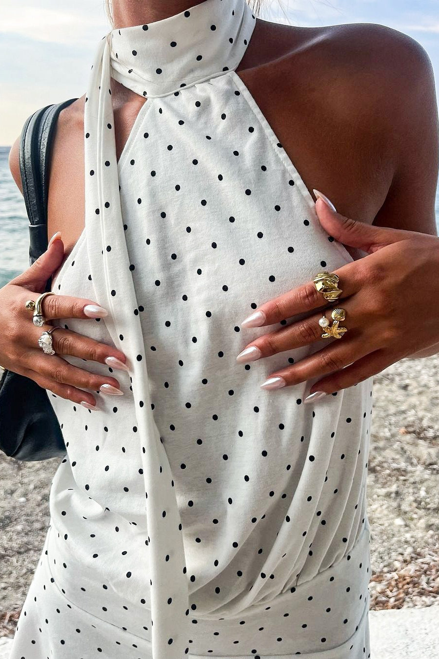 Polka Dot Halter High-Waist Mini Dress