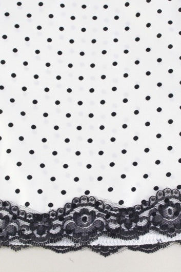 Polka Dot Lace-Trim V-Neck Mini Dress