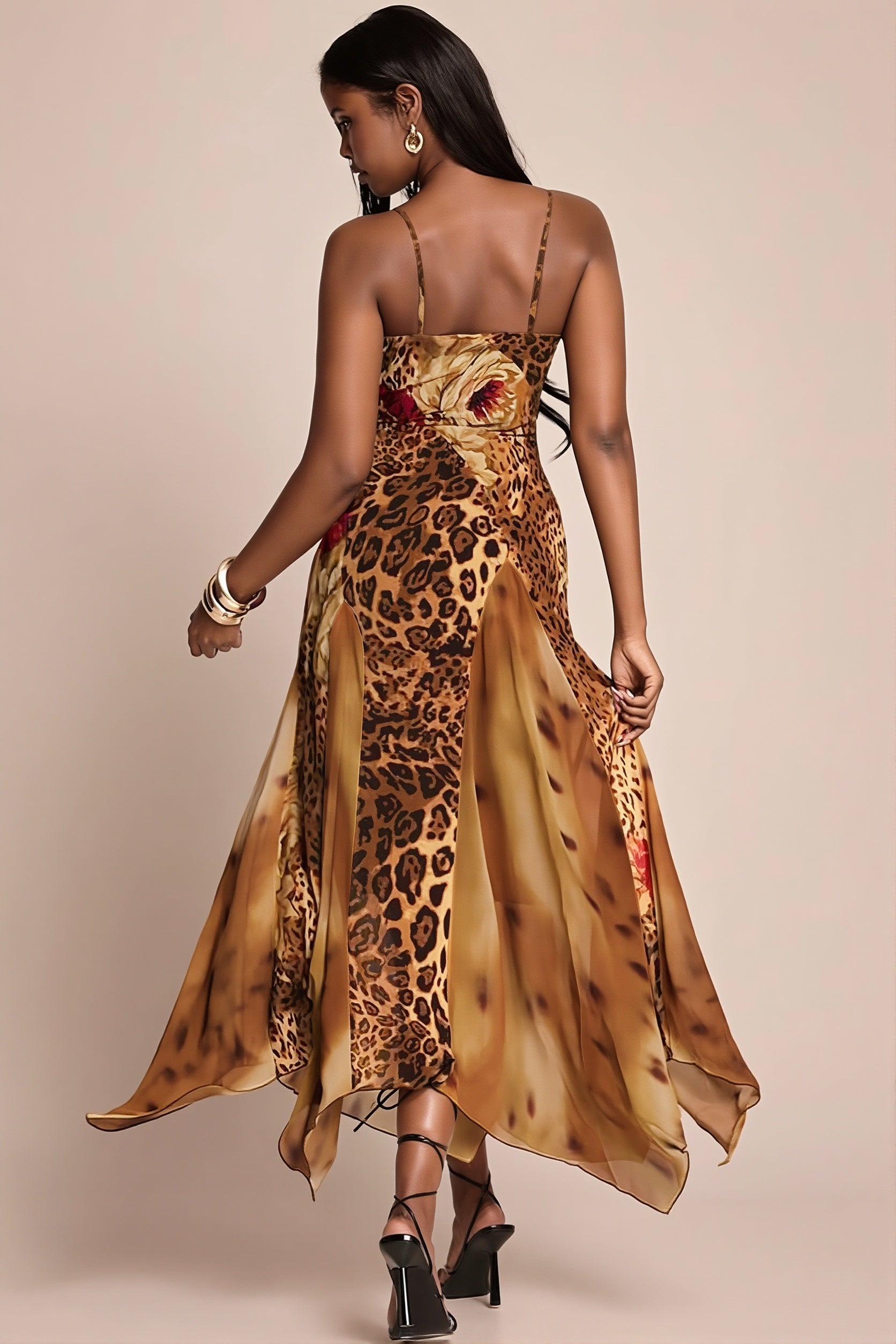 Mesh-Splice Cami Maxi Dress