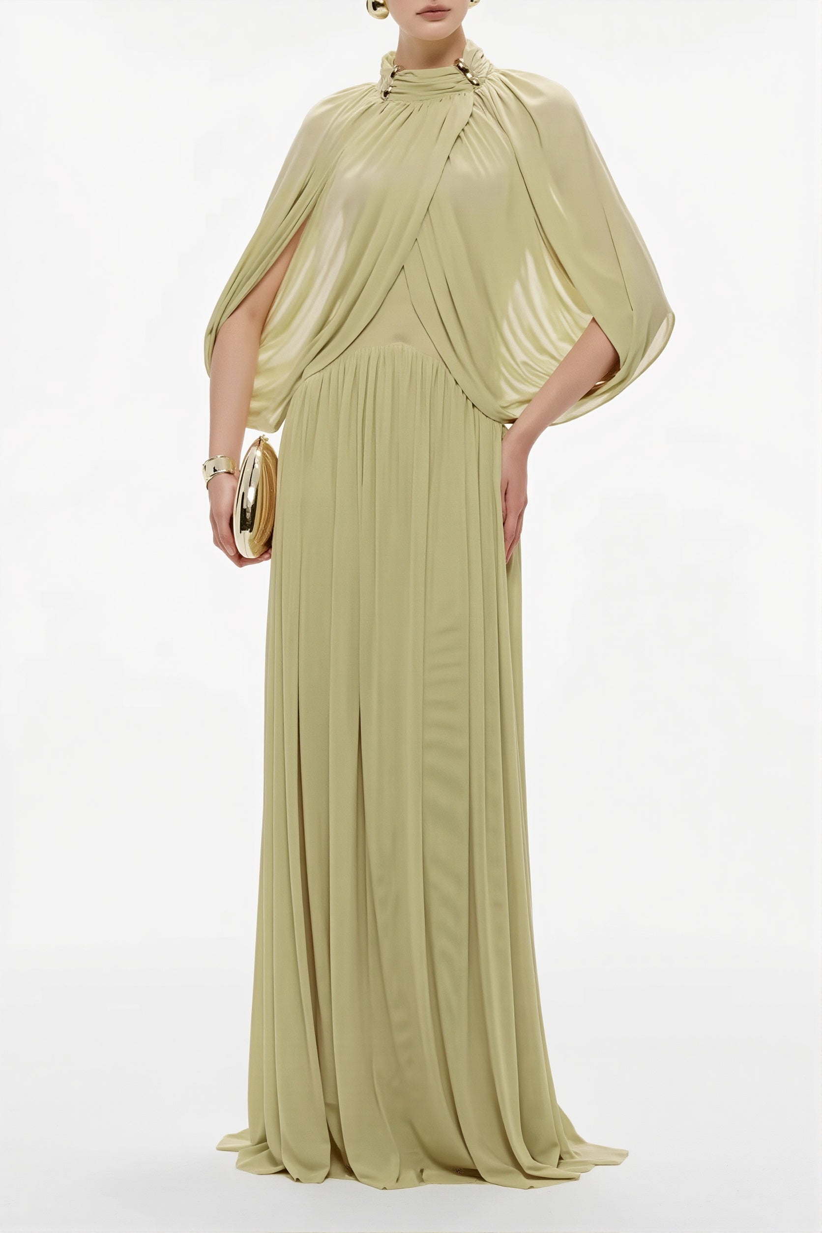 Cross-Front Ruffle Maxi Dress