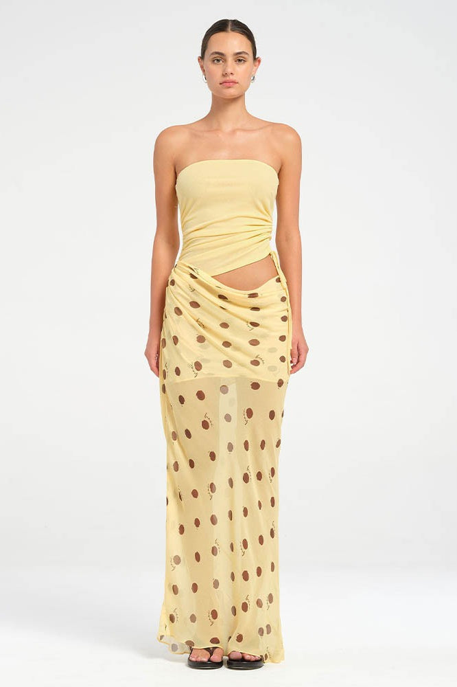 Polka Dot Strapless Patchwork Maxi Dress