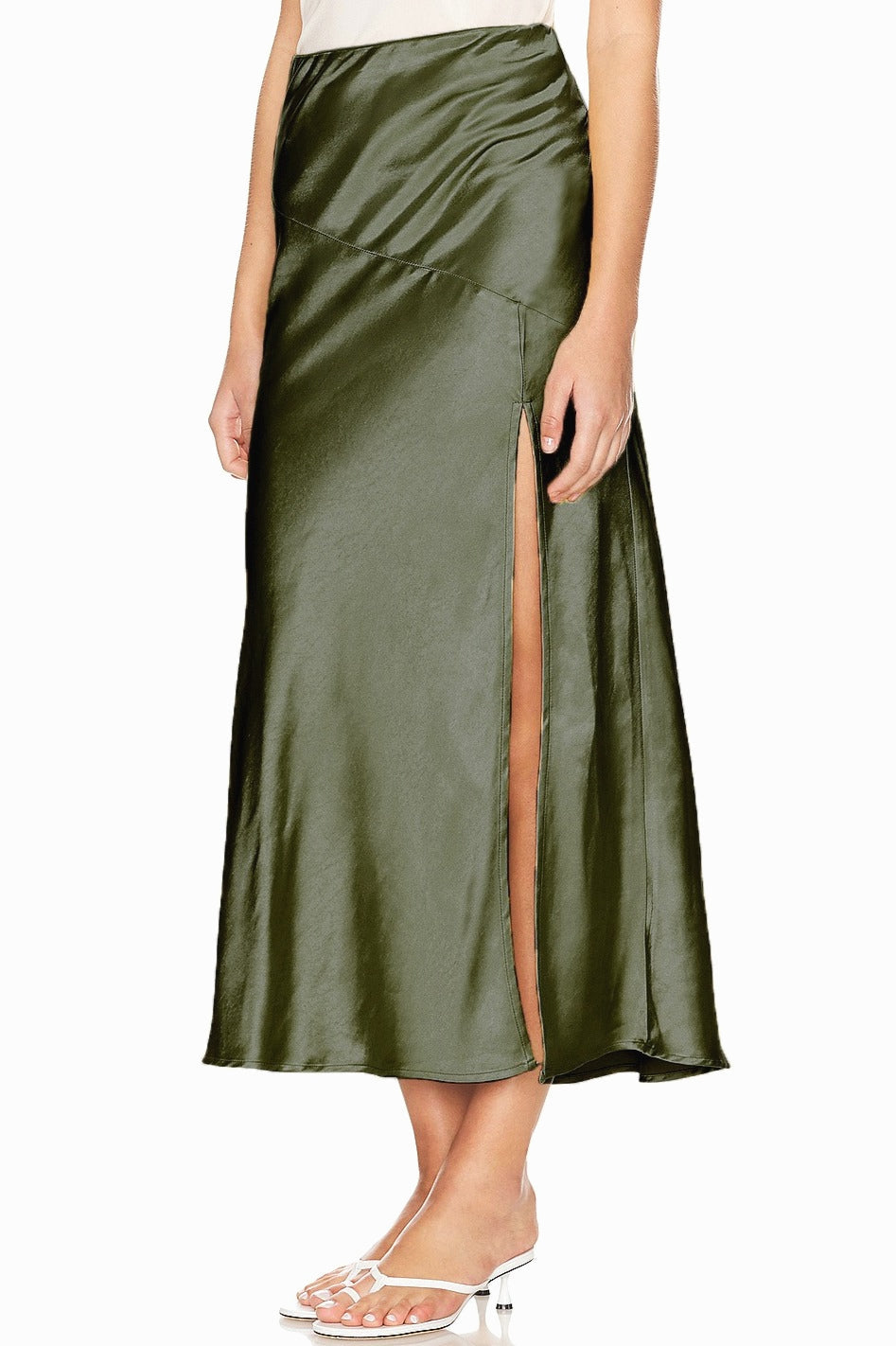 Satin Slit Bodycon Maxi Skirt