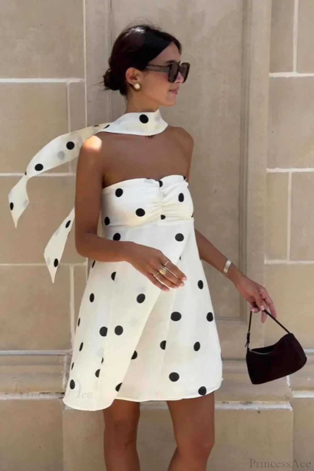 Polka Dot Strapless Mini Dress