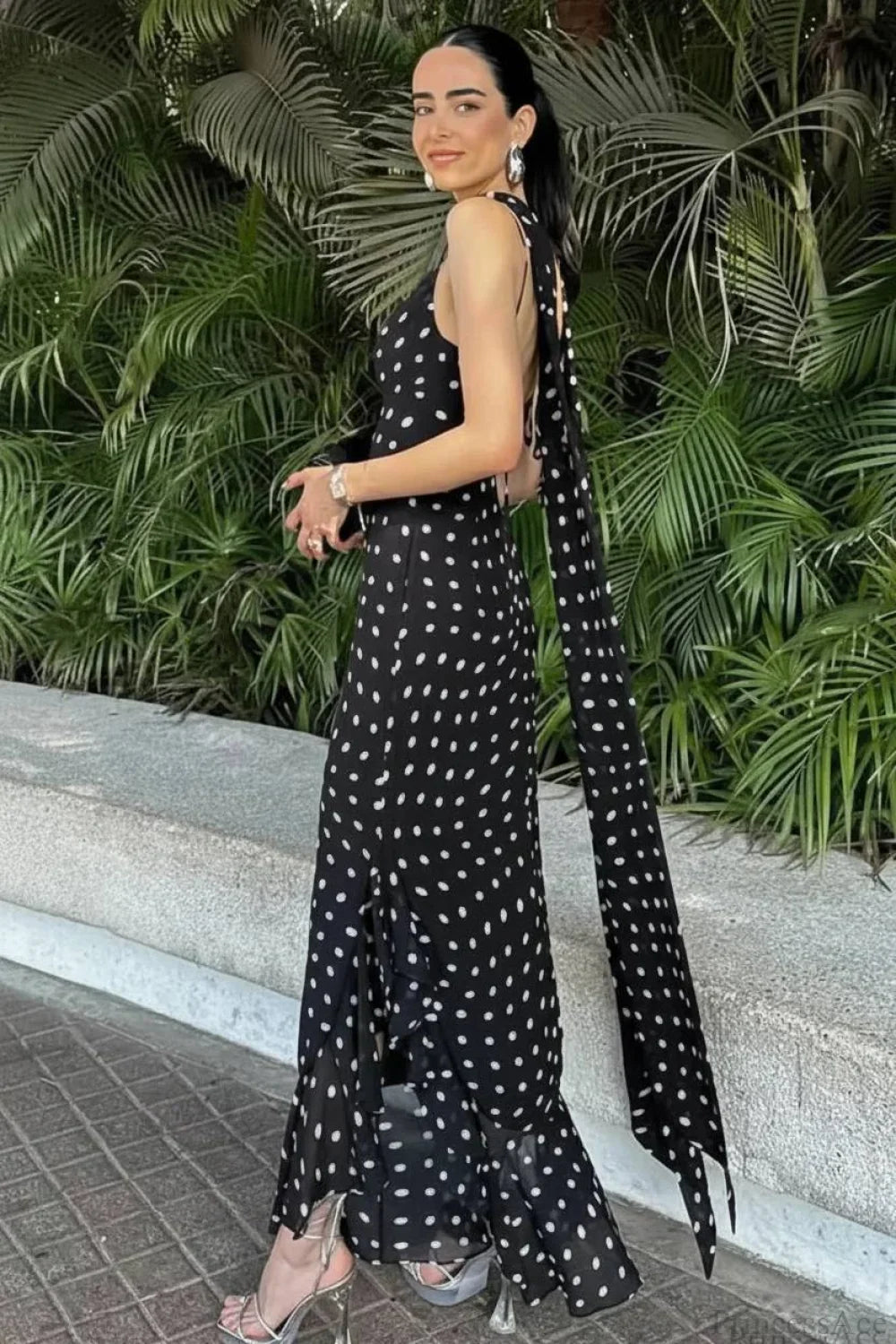 Ruffled Spaghetti-Strap Maxi Dress