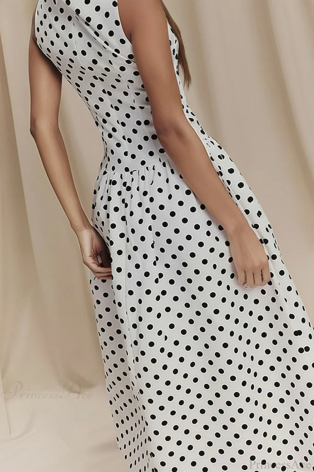 Polka Dot Sleeveless Casual Maxi Dress