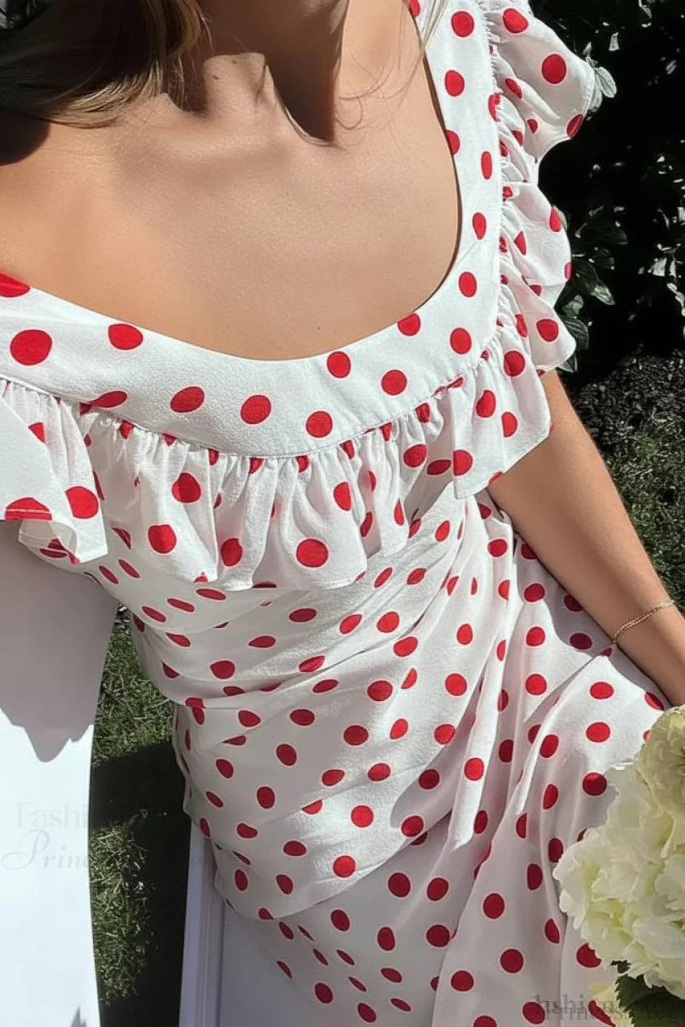 Polka Dot Ruffle Vacation Maxi Dress