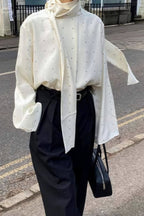 Polka Dot Ribbon Commuter Blouse
