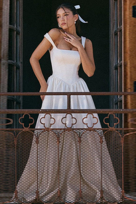 Solid A-Line Long Prom Dress