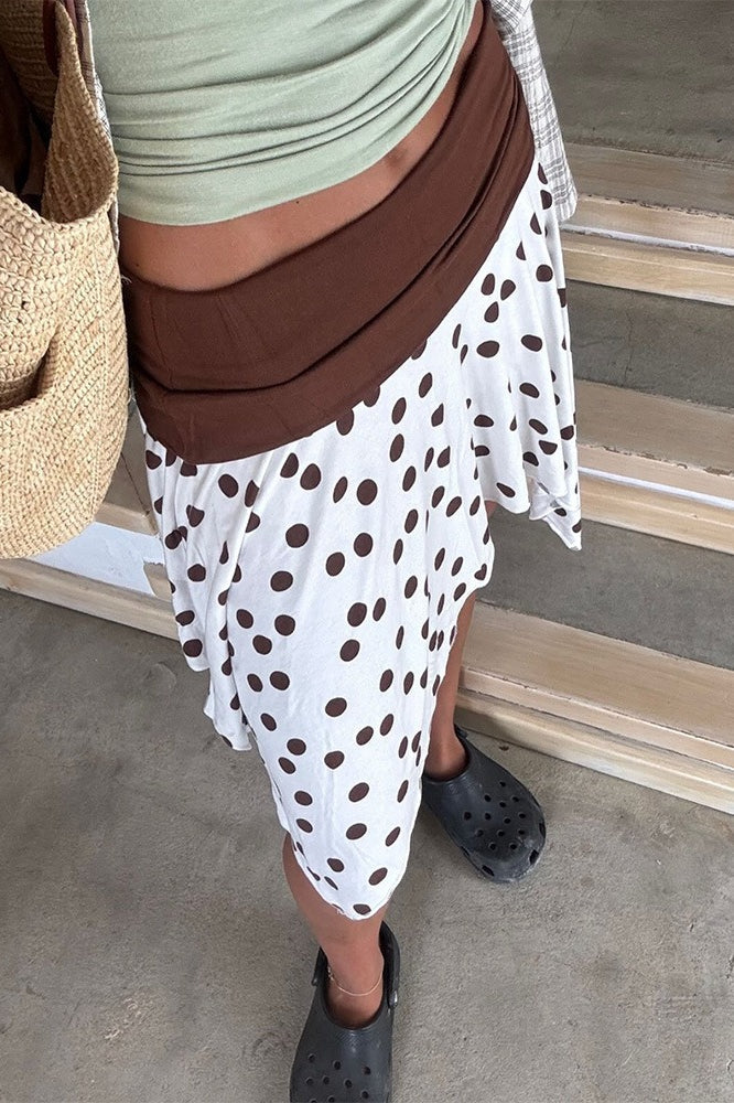 Asymmetric Polka Dot Slim Skirt