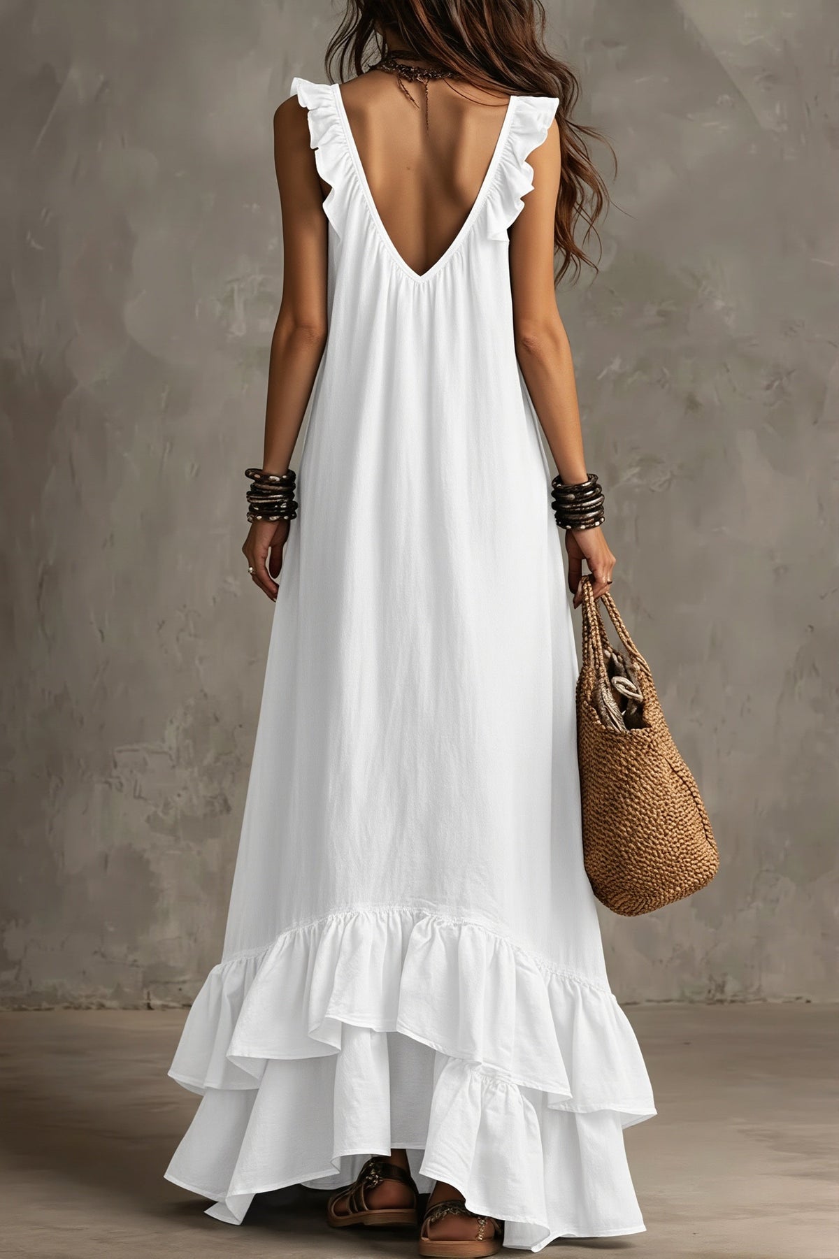 Ruffle Sleeveless Boho Dress
