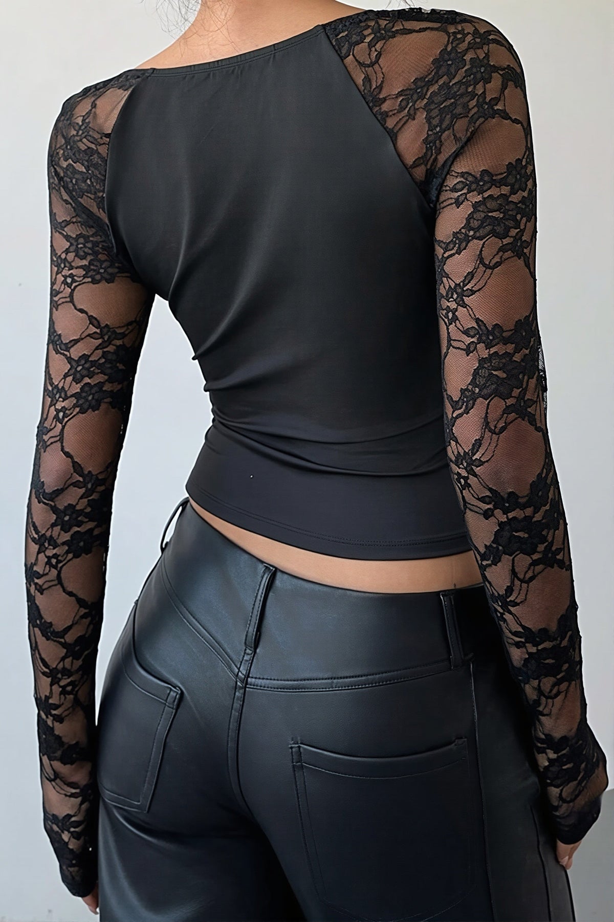 Cropped Lace-Splice Blouse