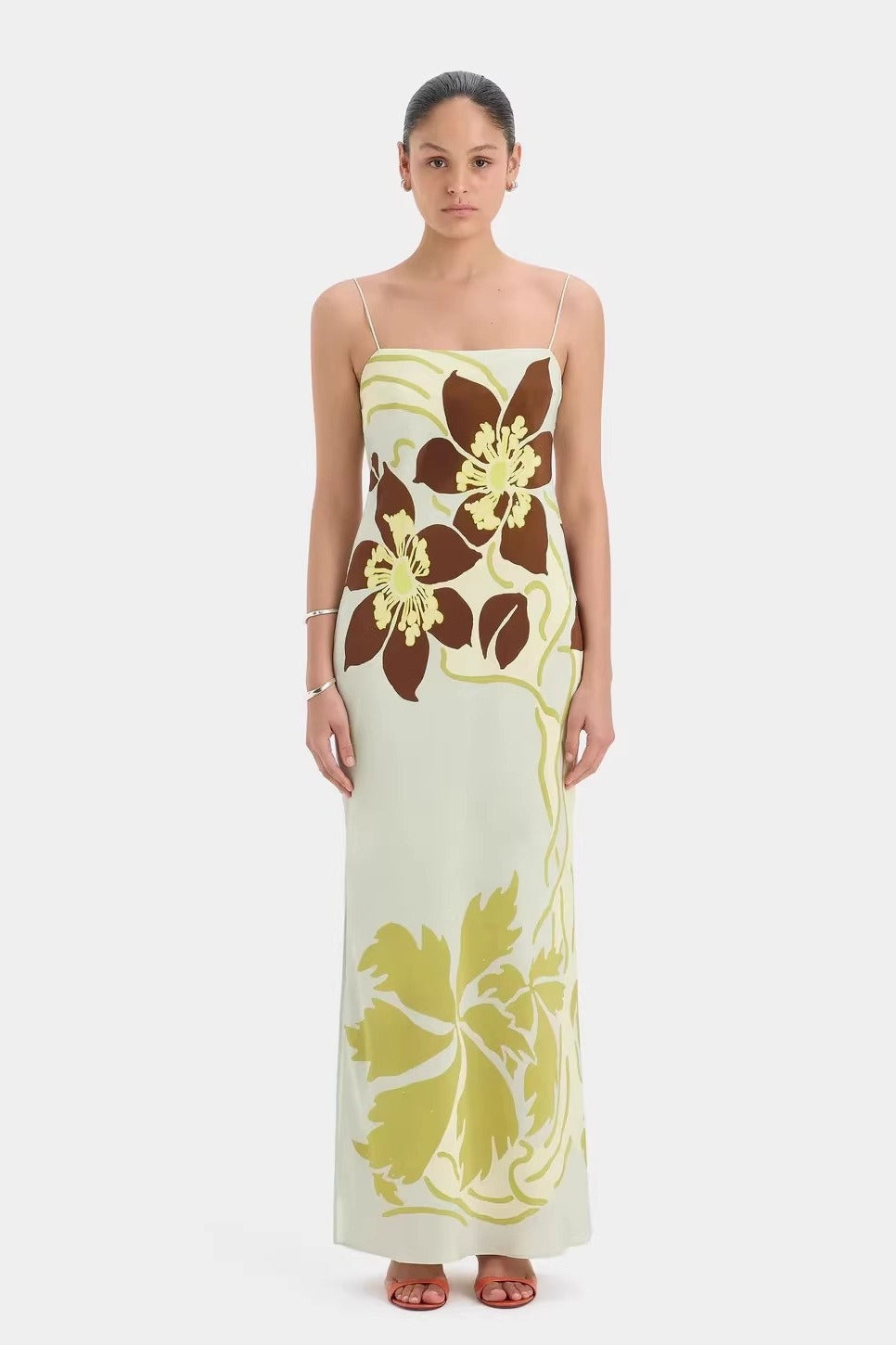 Floral Cami Tie-Waist Bodycon Midi Dress