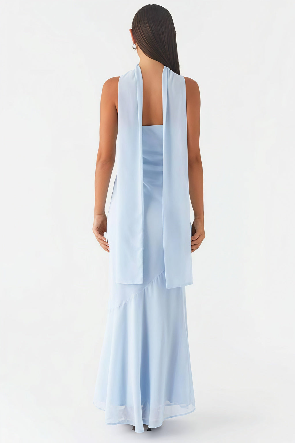 Floral Tie Fishtail Maxi Dress