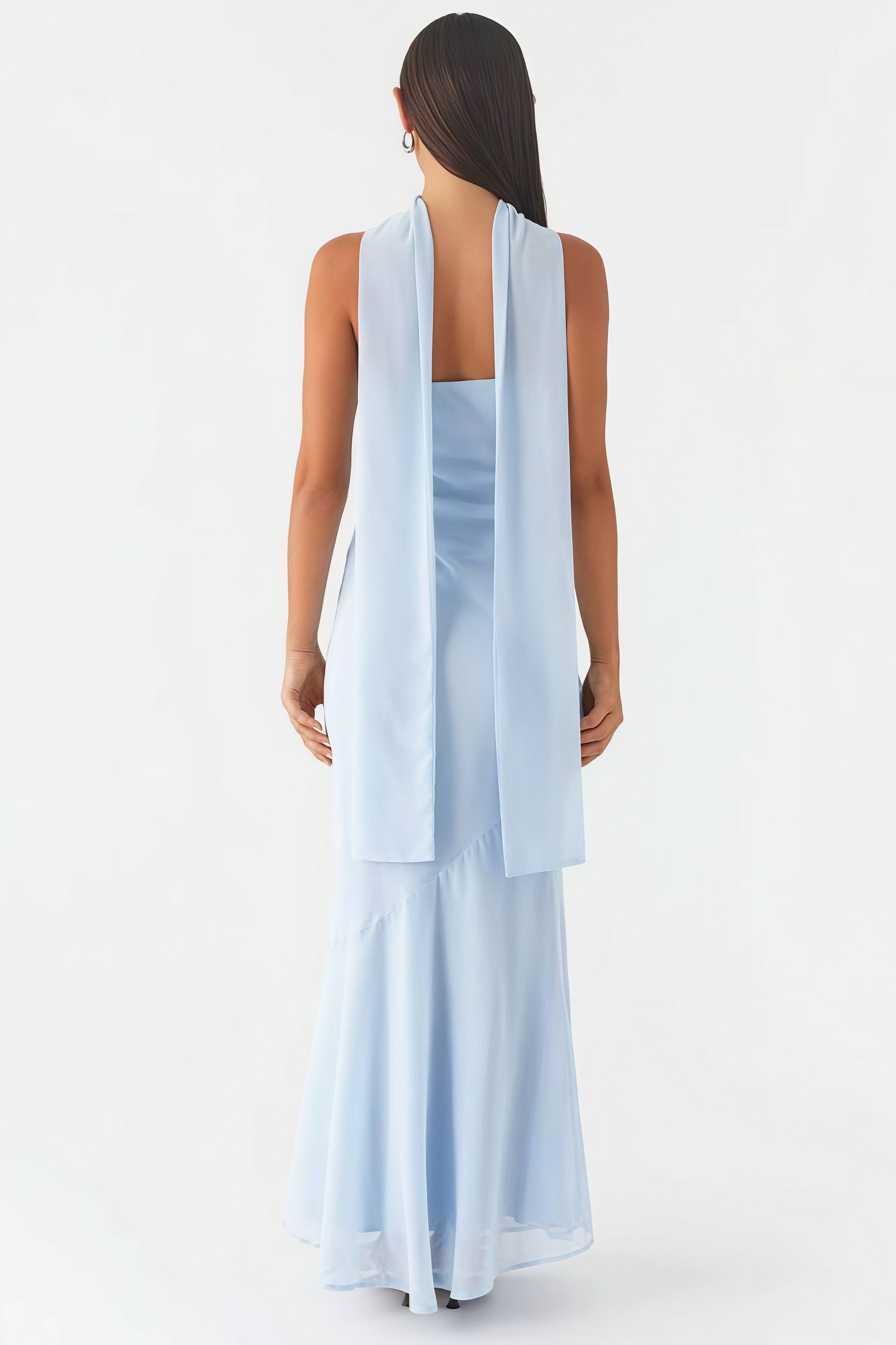 Floral Tie Fishtail Maxi Dress