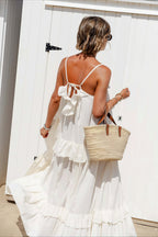 Ruffle-Hem Flowy Beach Maxi Dress