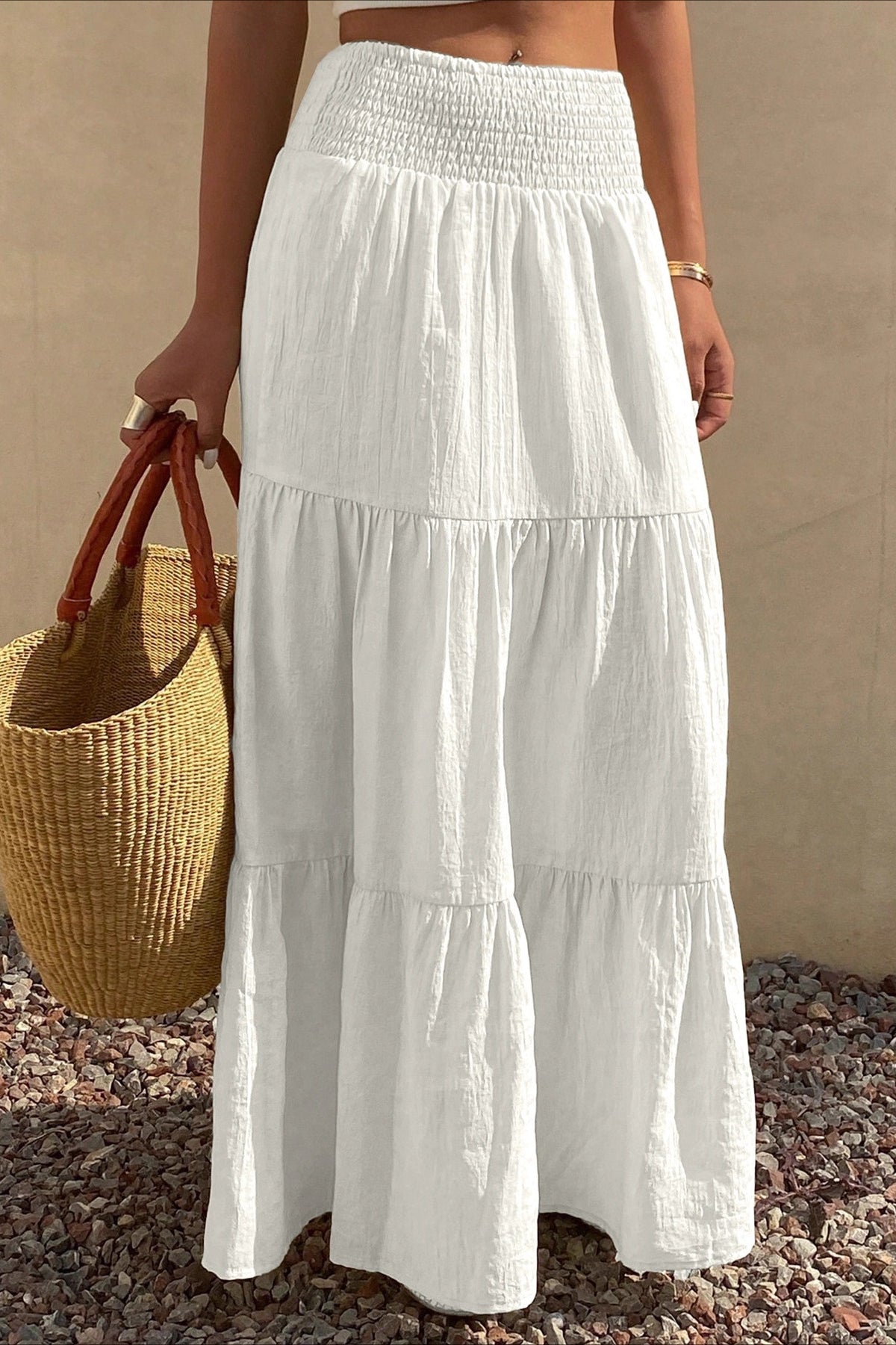 Solid Asymmetric Drape Midi Skirt