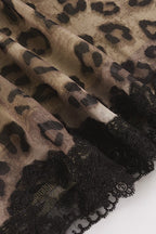 Leopard Lace-Mesh Low-Waist Skirt