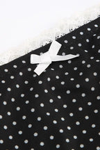 Lace-Trim Polka Dot Bodycon Skirt
