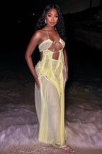 Sheer Tulle Patchwork Prom Dress