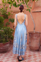 Artistic-Print Linen Maxi Dress