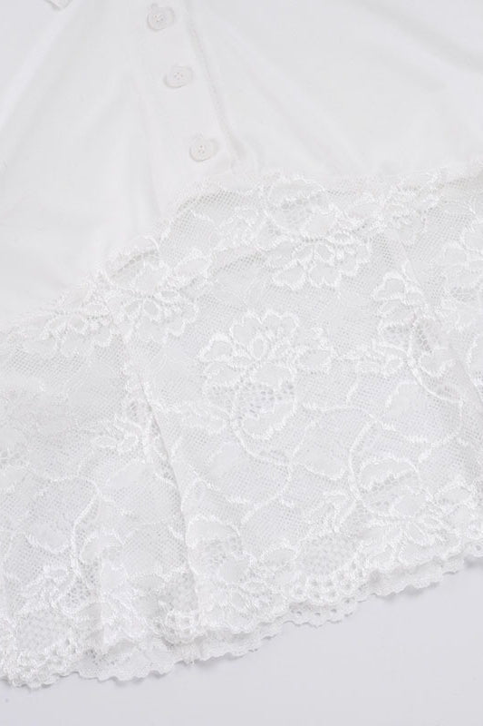 Lace-Splice Lapel Blouse
