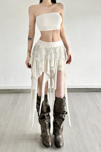 Color-Block Drape Asymmetric Skirt