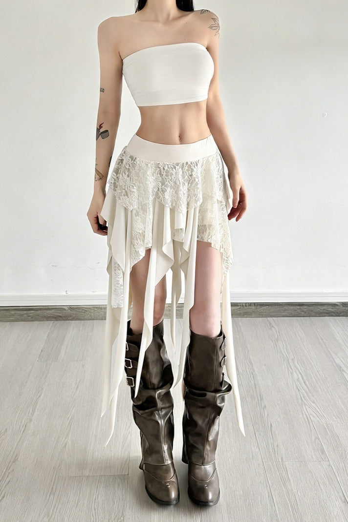 Color-Block Drape Asymmetric Skirt