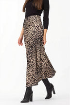 Satin Leopard Maxi Skirt