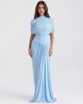 Camilla Blue Draped Shawl Maxi Dress